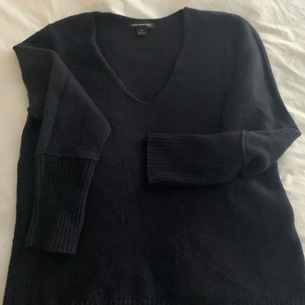 Something Navy Basic Navy V-Neck Sweater - image 4